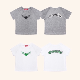 Áo ERRORIST wing heart crop trắng / xám