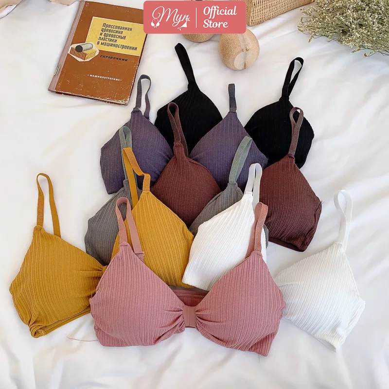 ÁO BRA COTTON NƠ B 308 ĐIỆU SANG CHẢNH ĐỆM DÀY KHÔNG GỌNG  MYN_UNDERWEAR