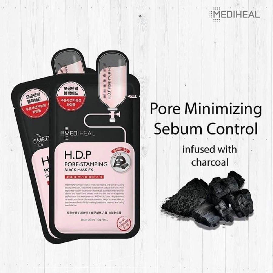 Mặt Nạ Than Hoạt Tính se khít chân lông Mediheal H.D.P Pore-Stamping Charcoal-Mineral Mask _ Mediheal Chính Hãng