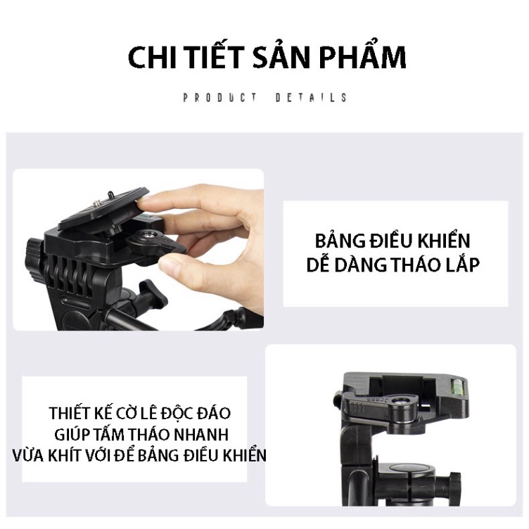 Gậy 3 Chân Máy Ảnh Chụp Hình Selfie Tự Sướng Tripod Floveme - 3366 cao 150cm Kèm Giá Đở Điện Thoại &amp; Máy Ảnh .