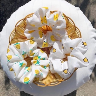 Dây buộc tóc Scrunchies họa tiết hoa quả dễ thương