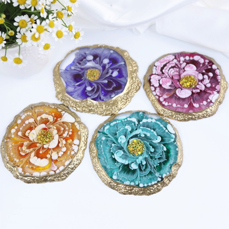 Set 5 Khuôn Silicon Làm Đế Lót Ly Bằng Resin Epoxy Độc Đáo Diy