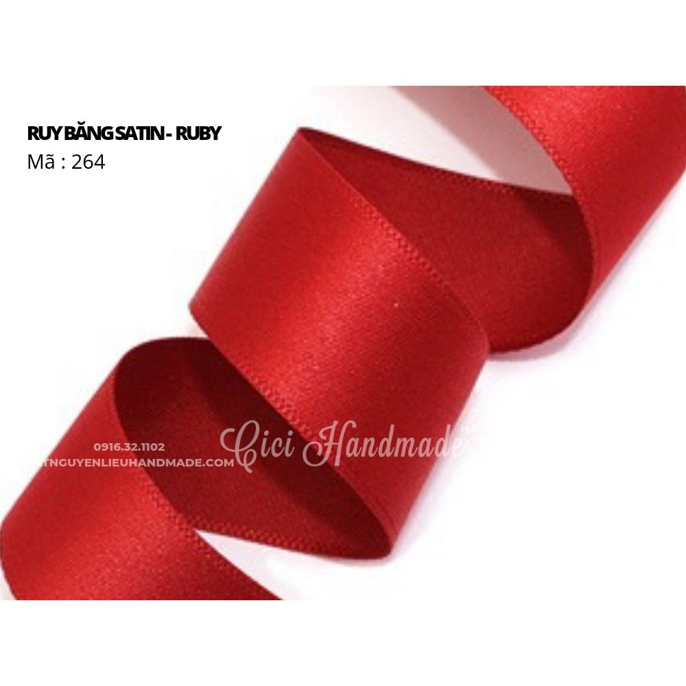 Cuộn 5M Ruy băng Satin 2 mặt màu đỏ, cam - link 2/9 Cici Handmade ruyban gấm hoa lụa ruyban ribbon satin