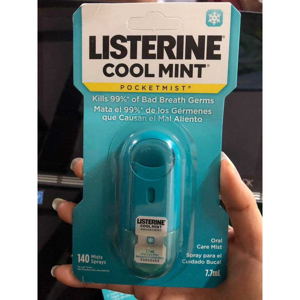 Chai xịt thơm miệng, diệt khuẩn Listerine Cool Mint Pocketmist 7.7mL US