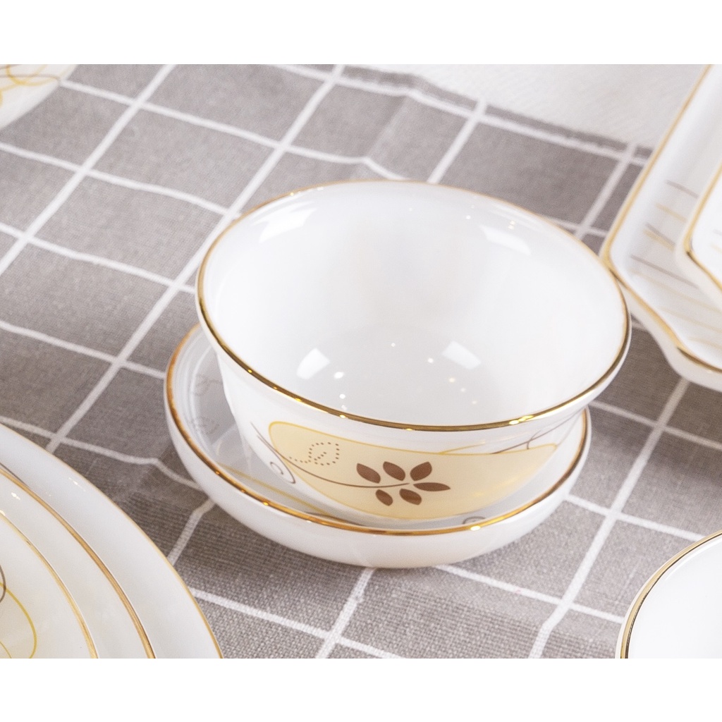 Bát mắm / bát chấm viền vàng 22K các mẫu hoa văn Thủy Tinh Ngọc USA Homeset cao cấp nhập khẩu chính hãng