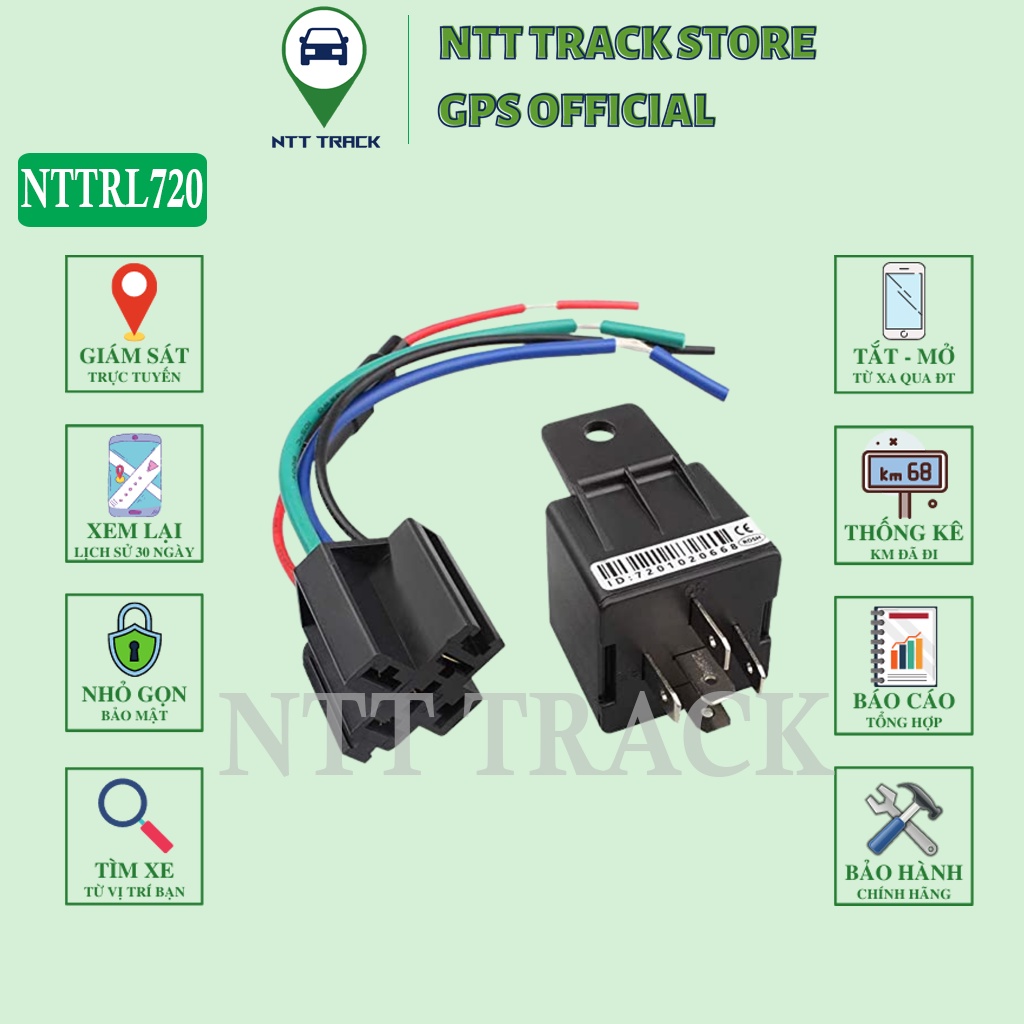 Định vị giám sát tắt máy chống trộm xe máy dạng rơ le siêu nhỏ NTTRL720 - NTT Track