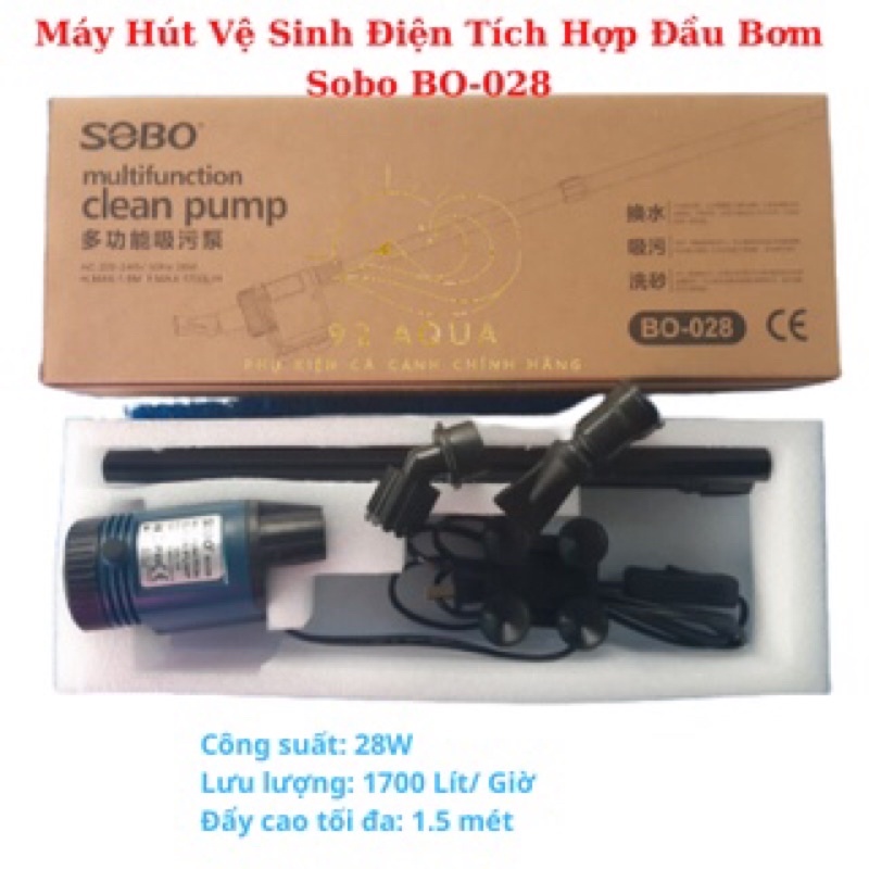 Máy Hút Phân Vệ Sinh Hồ Cá Chạy Điện Bơm Sobo BO-028 longhoacacanh611288