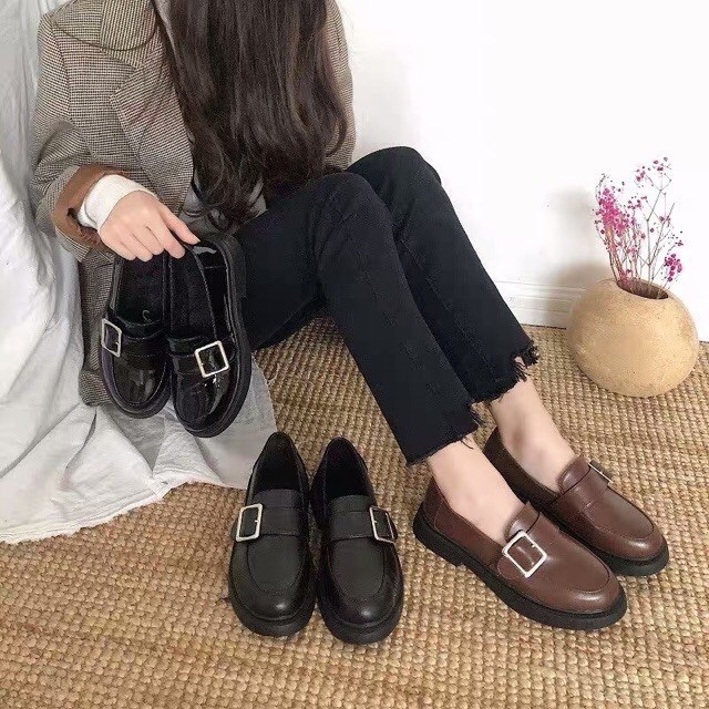 (RẺ NHẤT) FREESSHIP giày ulzzang da mềm khuy vuông có ảnh thật cuối | BigBuy360 - bigbuy360.vn