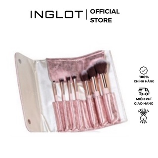 Bộ cọ trang điểm 7 món kèm ví đựng cọ da hồng thời trang Inglot