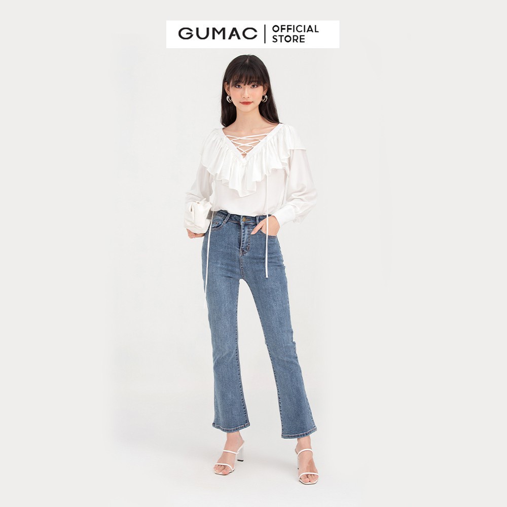 [Mã WABRGUM giảm 10% tối đa 30K đơn 99K] Quần jeans nữ ống loe GUMAC QJC05015 form skiny trẻ trung