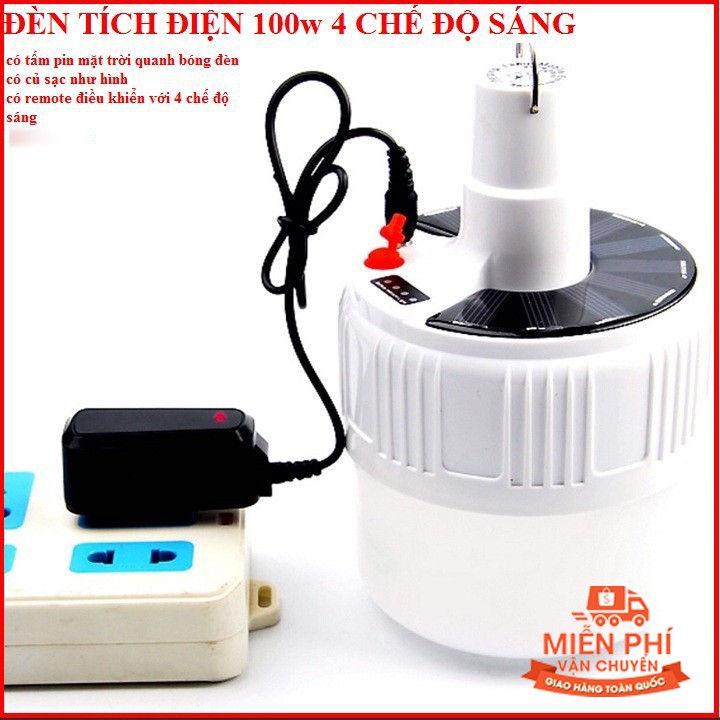 Bóng đèn led tích điện năng lượng mặt trời Có Điều Khiển Từ Xa 5 Chế Độ Sáng