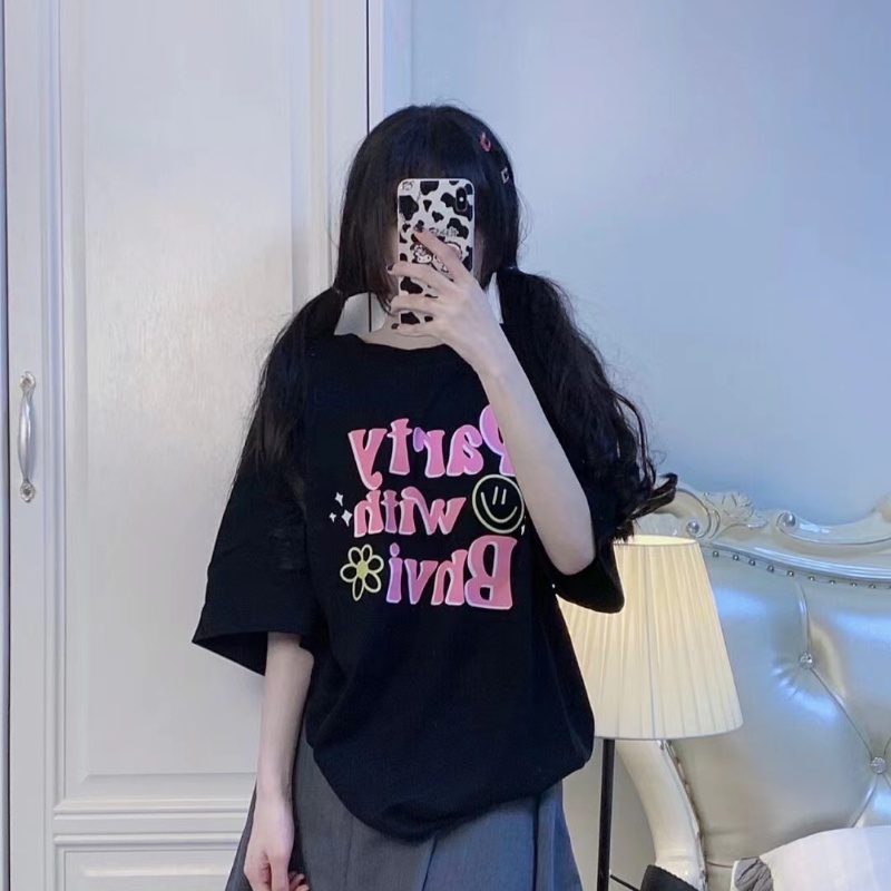 NRVP Áo Thun Cotton Tay Ngắn Cổ Tròn Màu Trơn Thời Trang Dành Cho Nữ