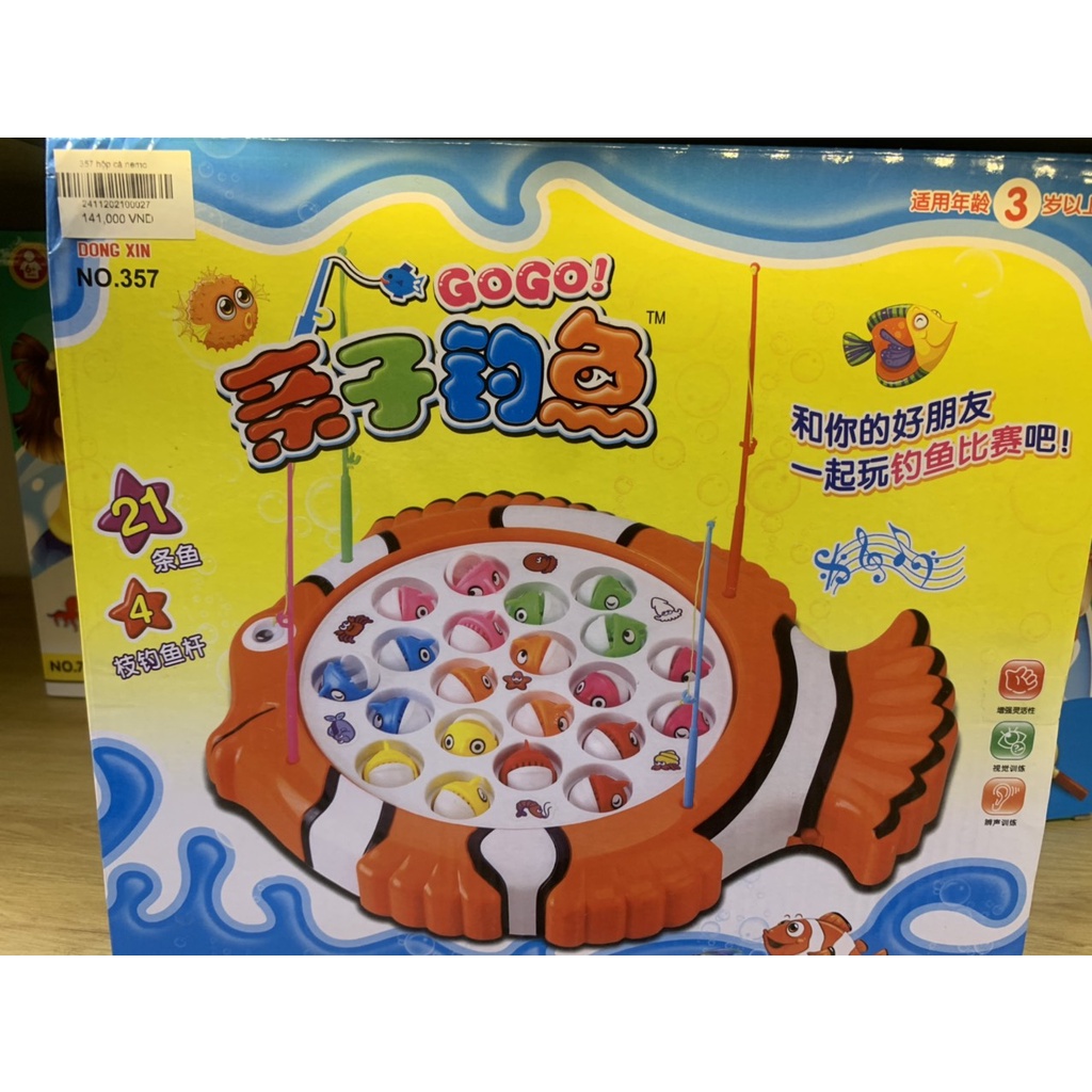Bộ đồ chơi câu cá phát nhạc, cần câu nam châm phù hợp bé từ 3 tuổi