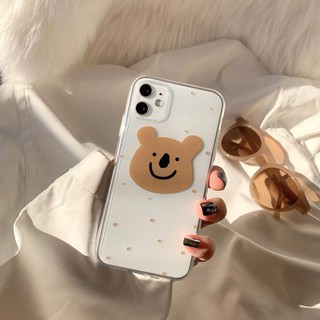 Ốp gấu nâu chấm bi dành cho iPhone 6 6s 6 plus 7 8 7 Plus 8 Plus X Xs Xr XsMax iPhone 11 11 Pro 11 Promax