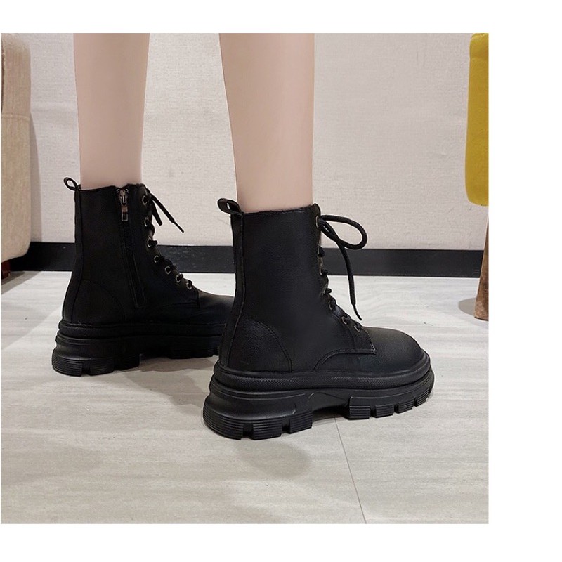 Giày boots nữ cổ thấp đế bằng cột dây (2 ảnh cuối là ảnh feedback)