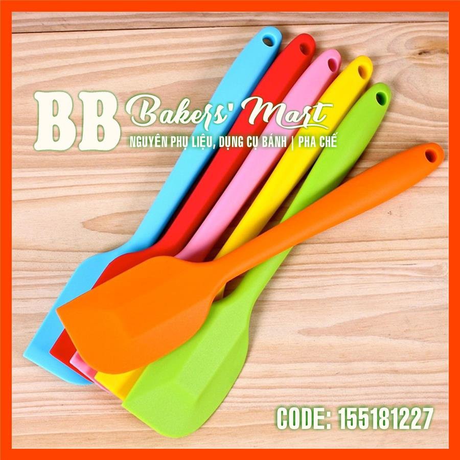 Spatula phới dẹt vét trộn bột silicone đúc liền 1 màu LỚN - 28cm (GIAO MÀU SẮC NGẪU NHIÊN)