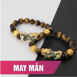 Vòng tay nam nữ mắt hổ mix tỳ hưu đổi màu tài lộc