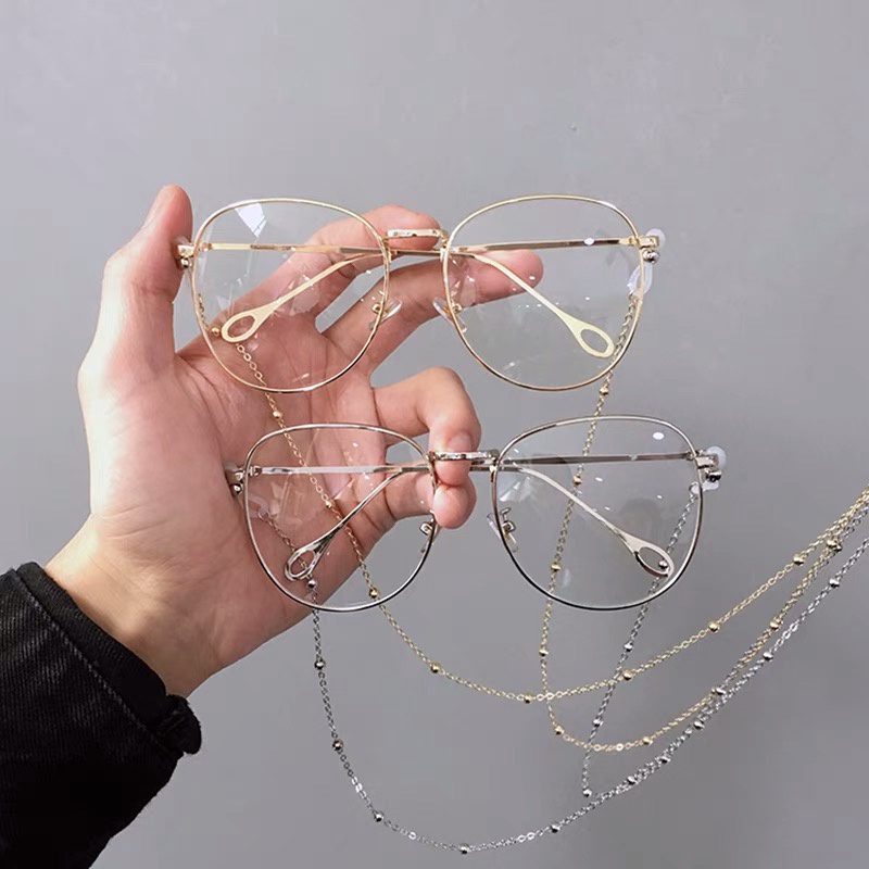 Dây đeo mắt kính dạng chuỗi hạt bằng kim loại màu vàng thời trang