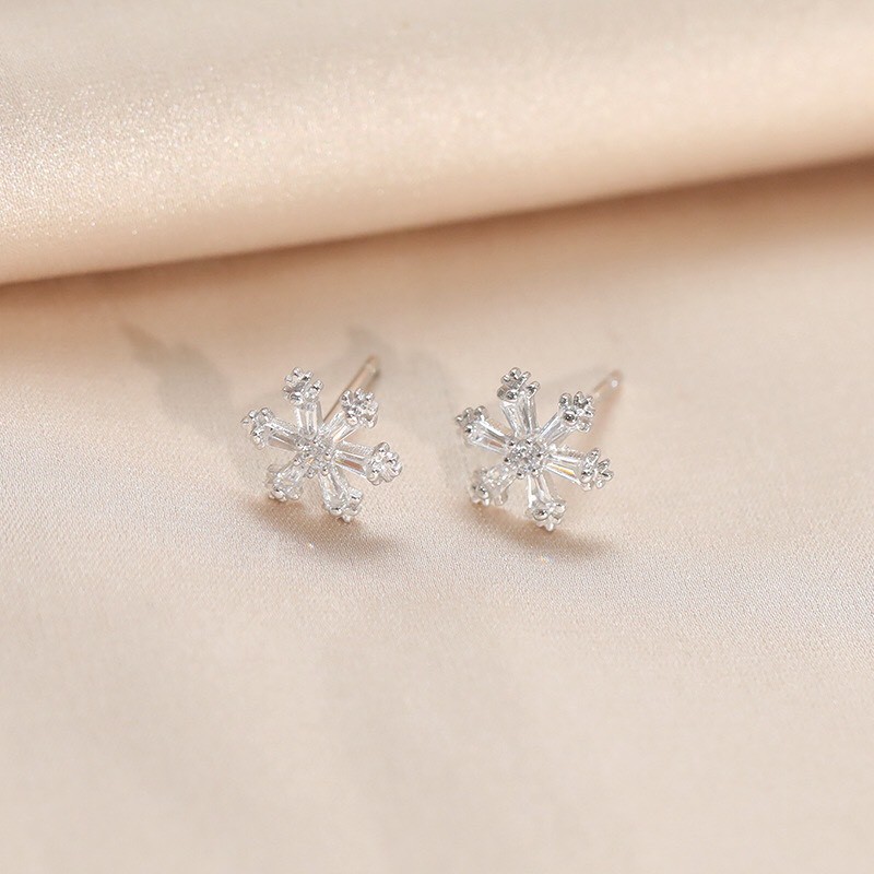 Bông Tai Nữ Bạc 925 Cao Cấp ERASHOP 077278 - Bông Tuyết Đá Sang Chảnh (mẫu 3) Đơn Giản, Đeo Hằng Ngày &amp; Đi Chơi, Rẻ Đẹp