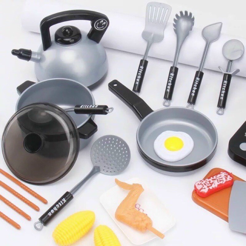 Đồ chơi nấu ăn 36 chi tiết nhựa cao cấp kèm pin nhạc, đồ chơi nhà bếp rèn kĩ năng giáo dục cho bé