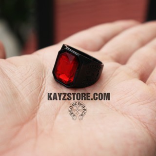 [FREESHIP] Nhẫn Đen Khảm Đá Ruby Titan Nguyên Khối