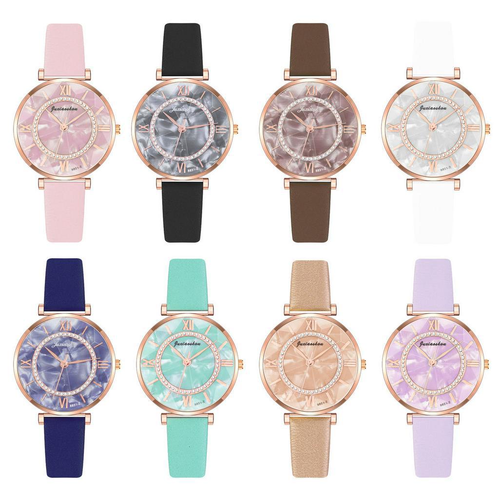 Đồng Hồ Nữ Dây Da Mặt Đá Hoa Cương Thời Trang