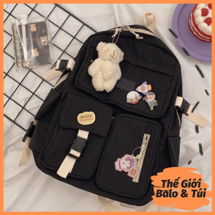 Balo cặp ulzzang basic nữ thời trang đi học đi chơi du lịch giá rẻ đựng vừa laptop canvas KÉO VIỀN | thegioibalo