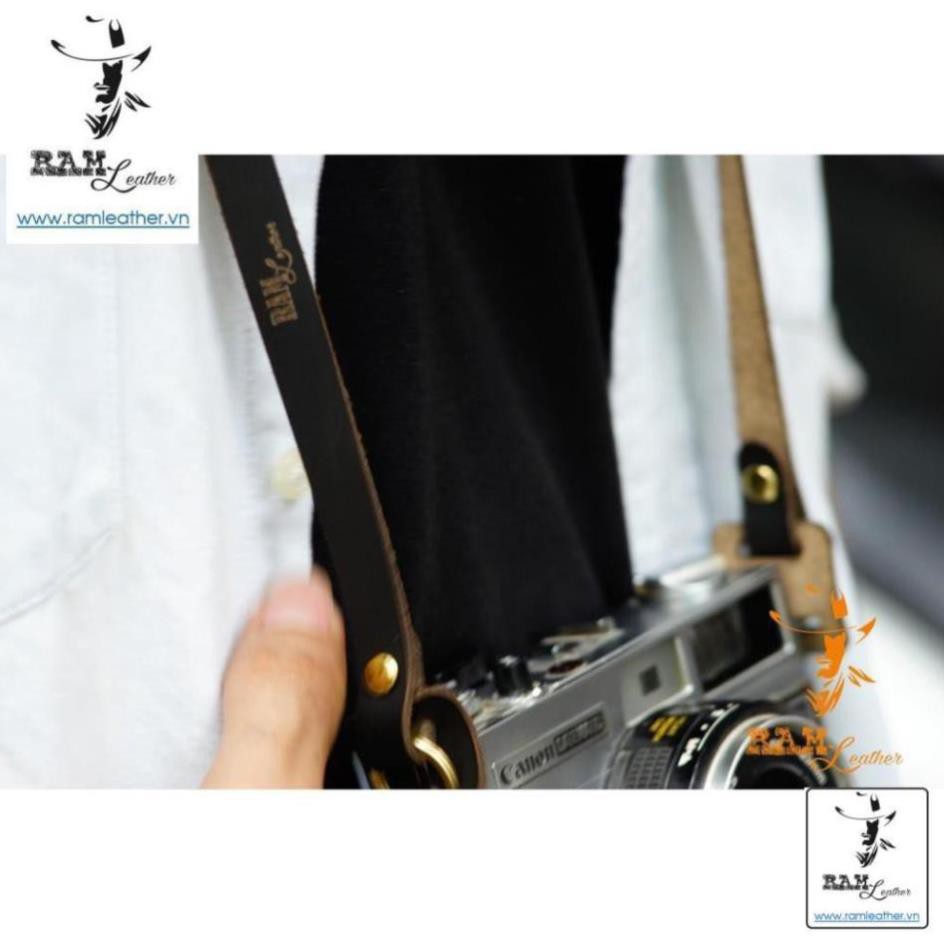 DÂY MÁY ẢNH DA BÒ ĐEN MỘC MẠC VINTAGE – RAM A2 BLACK ,