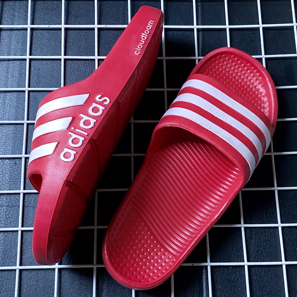 FULLBOX ( Hộp ADIDAS Đen ) - Dép Đúc Nam 3 Sọc Quai Ngang Hàng VNXK Mẫu 2020 ( Hình Thật ) - Dép Nam Đế Đỏ