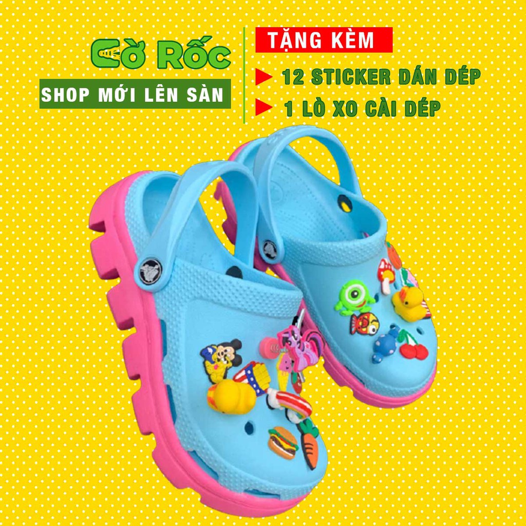 dép cross nam nữa khủng long bít đầu đế lượn sóng,  dép cross bít đầu màu xanh đế răng cưa màu hồng  hotrend DU01