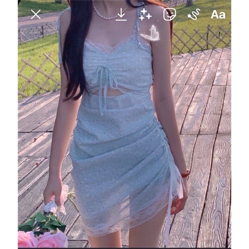 |NAVY DRESS| Đầm xanh nhí cột dây TLÉA