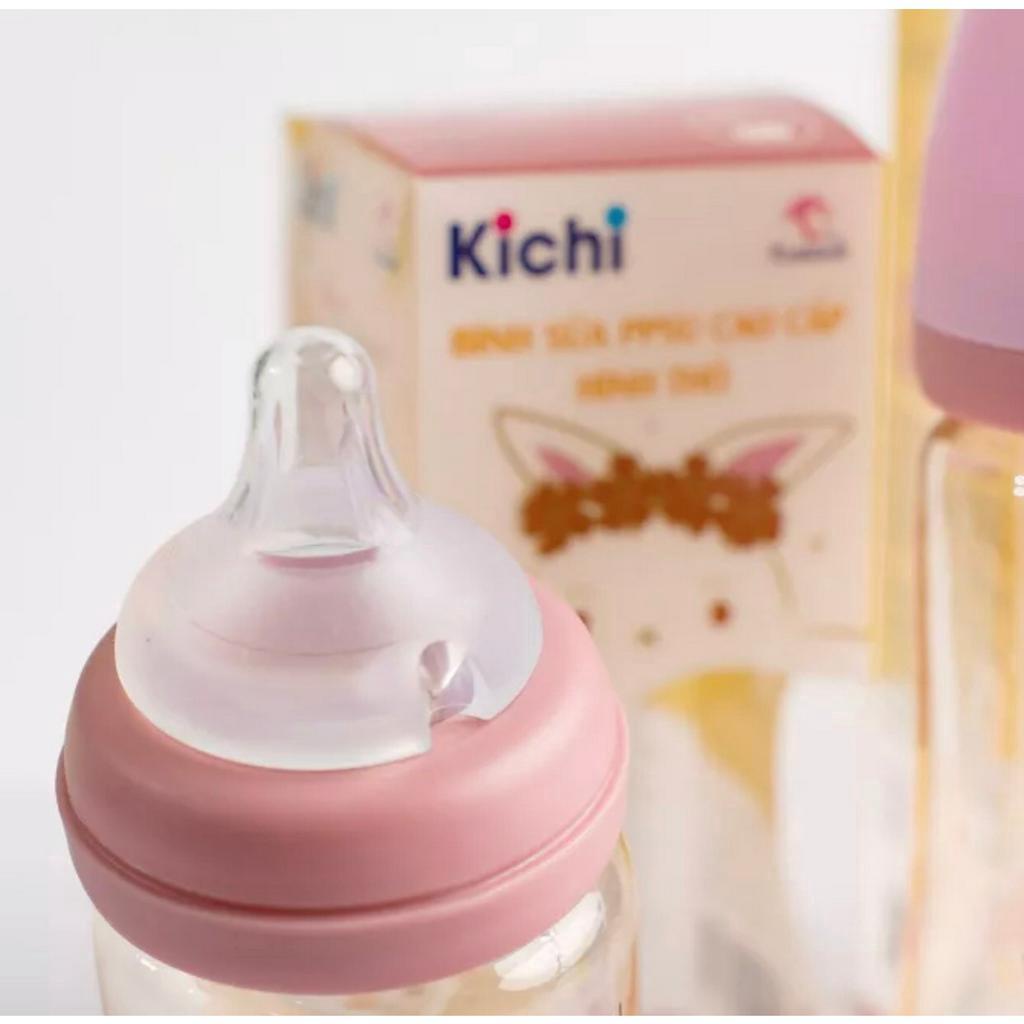 Bình sữa cổ rộng PPSU cho bé Kichilachi họa tiết hình thỏ 170ml - 270ml
