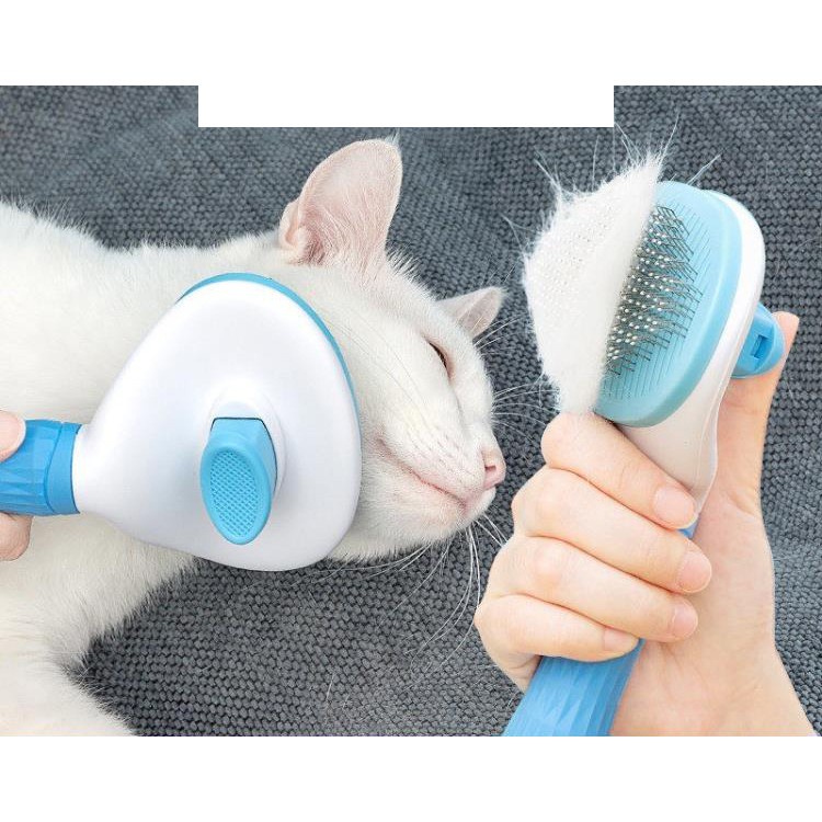 Lược chải lông cao cấp chuyên gỡ rối, đánh tơi lông ( có nút ấn đẩy lông trong răng lược )