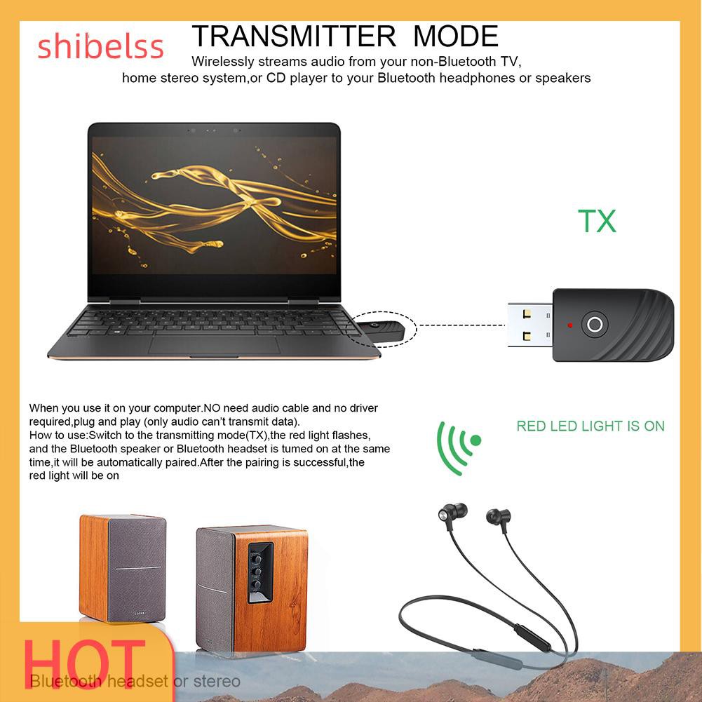 Usb Truyền Nhận Tín Hiệu Bluetooth 5.0 Shibelss 3 Trong 1 Cho Tai Nghe / Xe Hơi / Tv / Pc