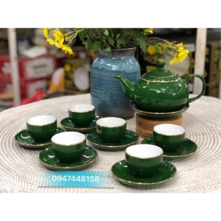 Bộ ấm chén lục bảo chỉ vàng