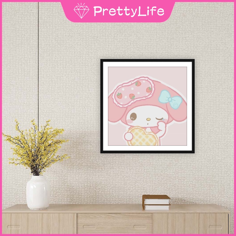 Bộ Tranh Đính Đá 5D Tự Làm Hình Mèo Hello Kitty 30x30cm Trang Trí Nhà Cửa