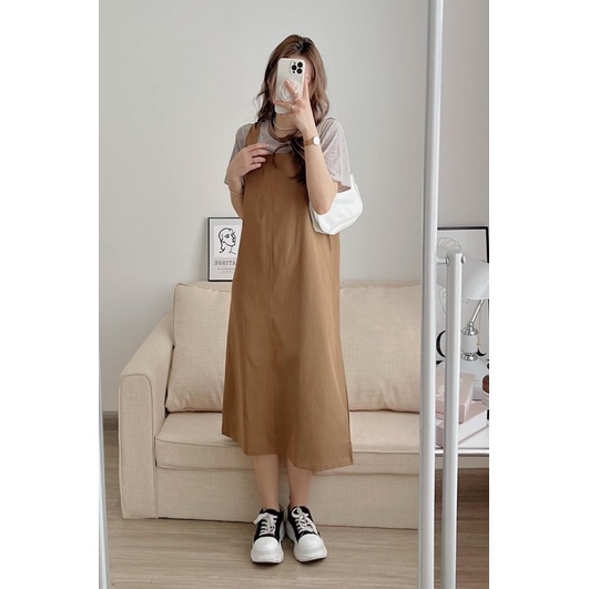 Set Áo Kẻ Nâu Kèm Yếm KaKi Nâu