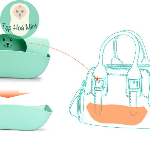 Yếm ăn dặm chống thấm Silicone chống thấm, gấp gọn cho bé - Mint ăn dặm
