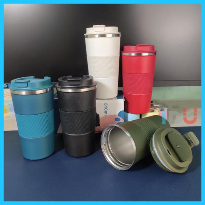 - Ly giữ nhiệt 510ml uống trà, cà phê mang đi, bọc silicon giúp cầm chắc tay