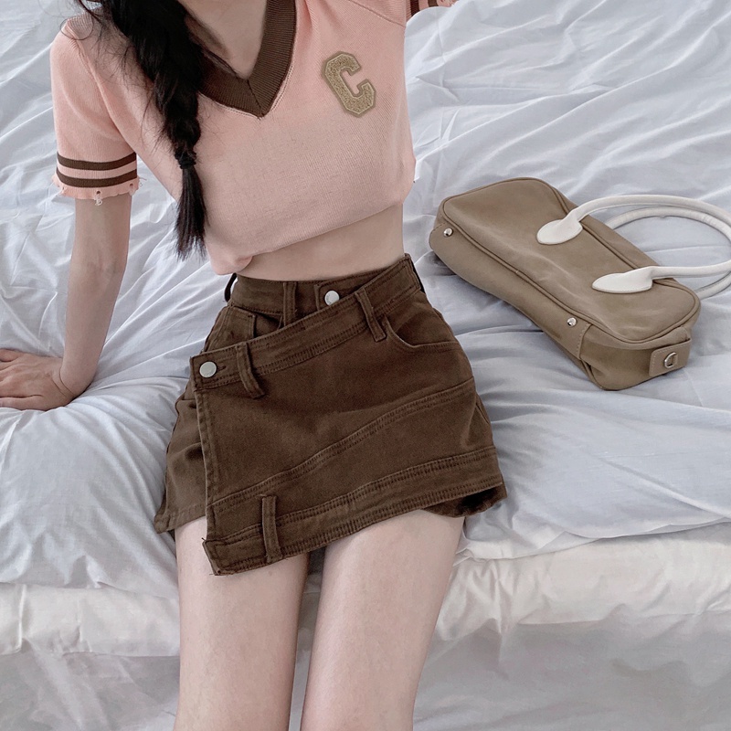 Quần short SUXI dáng chữ A lưng cao ống rộng màu trơn thời trang mùa hè cho nữ