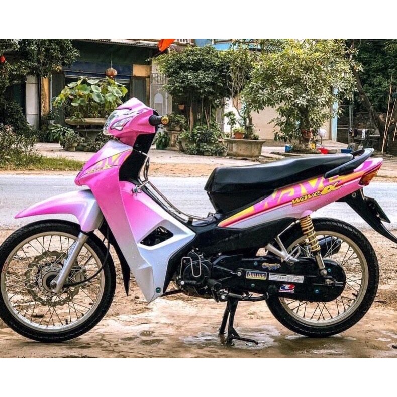 Tem trùm Wave 50cc Hồng Phớt Trắng Wave, team dán xe máy Wave, team trùm Wave, tem decal Wave hồng phớt trắng wave