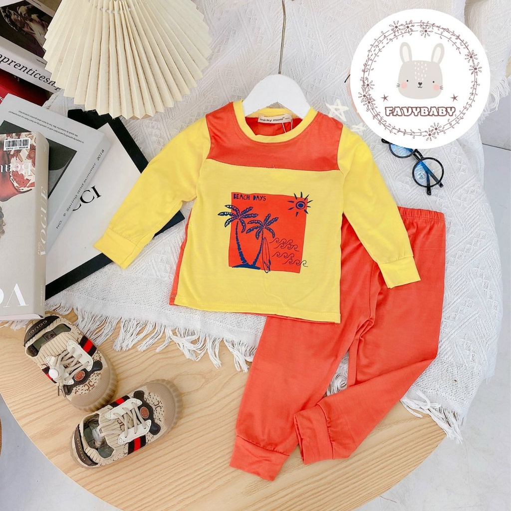 Bộ Dài Tay Bé Trai Bé Gái MINKY MOM Chính Hãng Đồ Bộ Dài Raplan Thun Lạnh Bãi Biển Cún Hero Mickey Bé 0-5 Tuổi-Favybaby