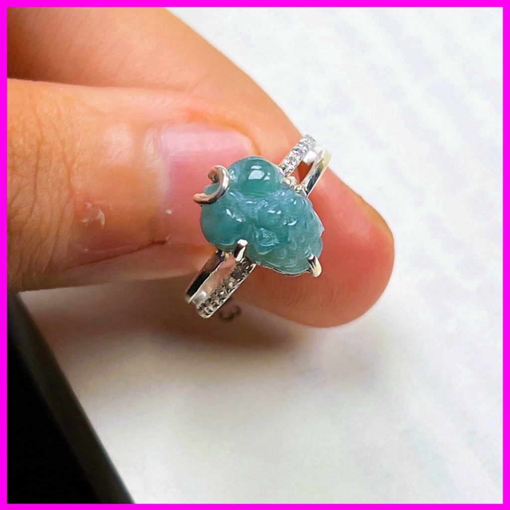 Mẫu hot Nhẫn tỳ hưu đá lam màu xanh bọc bạc mang lại sự may mắn , tài lộc là món quà trang sức không thể thiếu hàng đẹp
