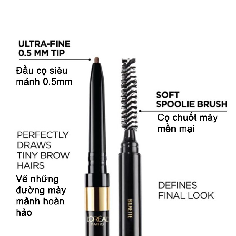 [Bill US] Chì Kẻ Mày Sợi Mảnh 2 Đầu Lâu Trôi L'Oreal Paris Brow Stylist Definer Waterproof Eyebrow Pencil | BigBuy360 - bigbuy360.vn