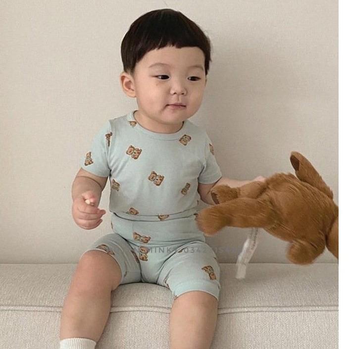 Bộ Cộc In Hình Gấu Teddy Phong Cách Hàn Quốc Mẫu Mới 2022 cho bé trai bé gái
