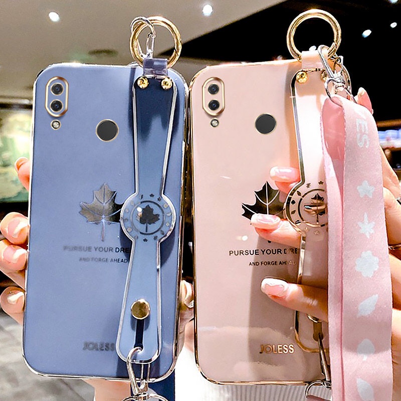 Ốp Điện Thoại Họa Tiết Lá Phong Có Dây Đeo Tay Cho Huawei Nova 3i 3 3e 4 4e