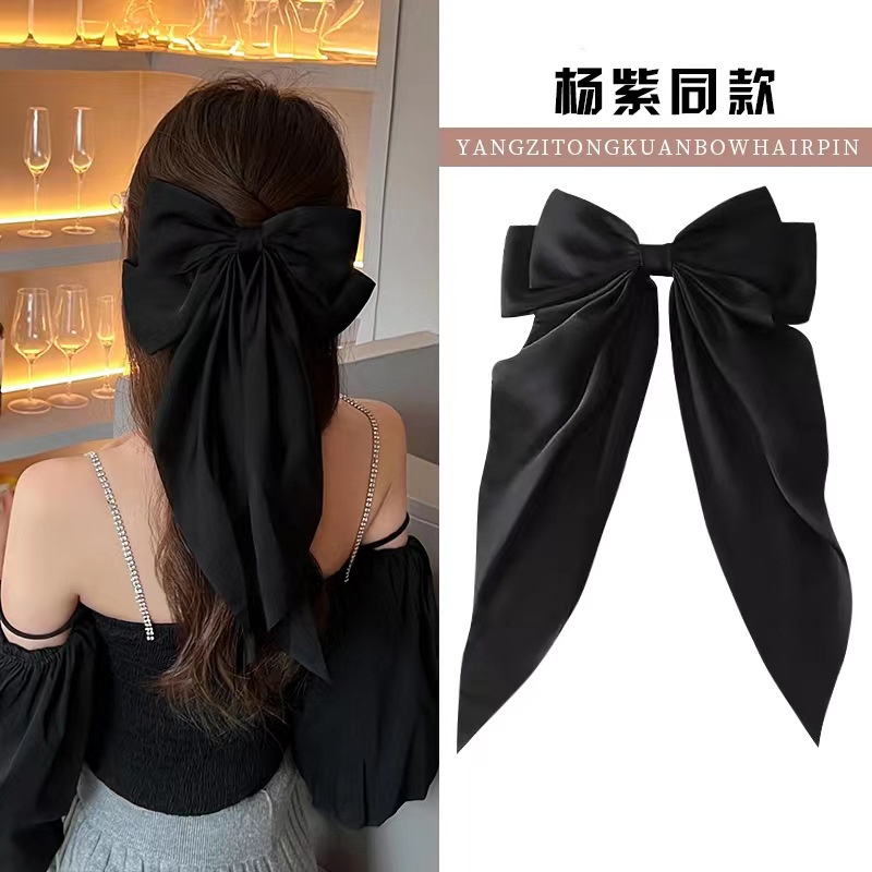 Kẹp Tóc Đính Nơ Ruy Băng Dài Cỡ Lớn Thời Trang Hàn Quốc Cho Nữ