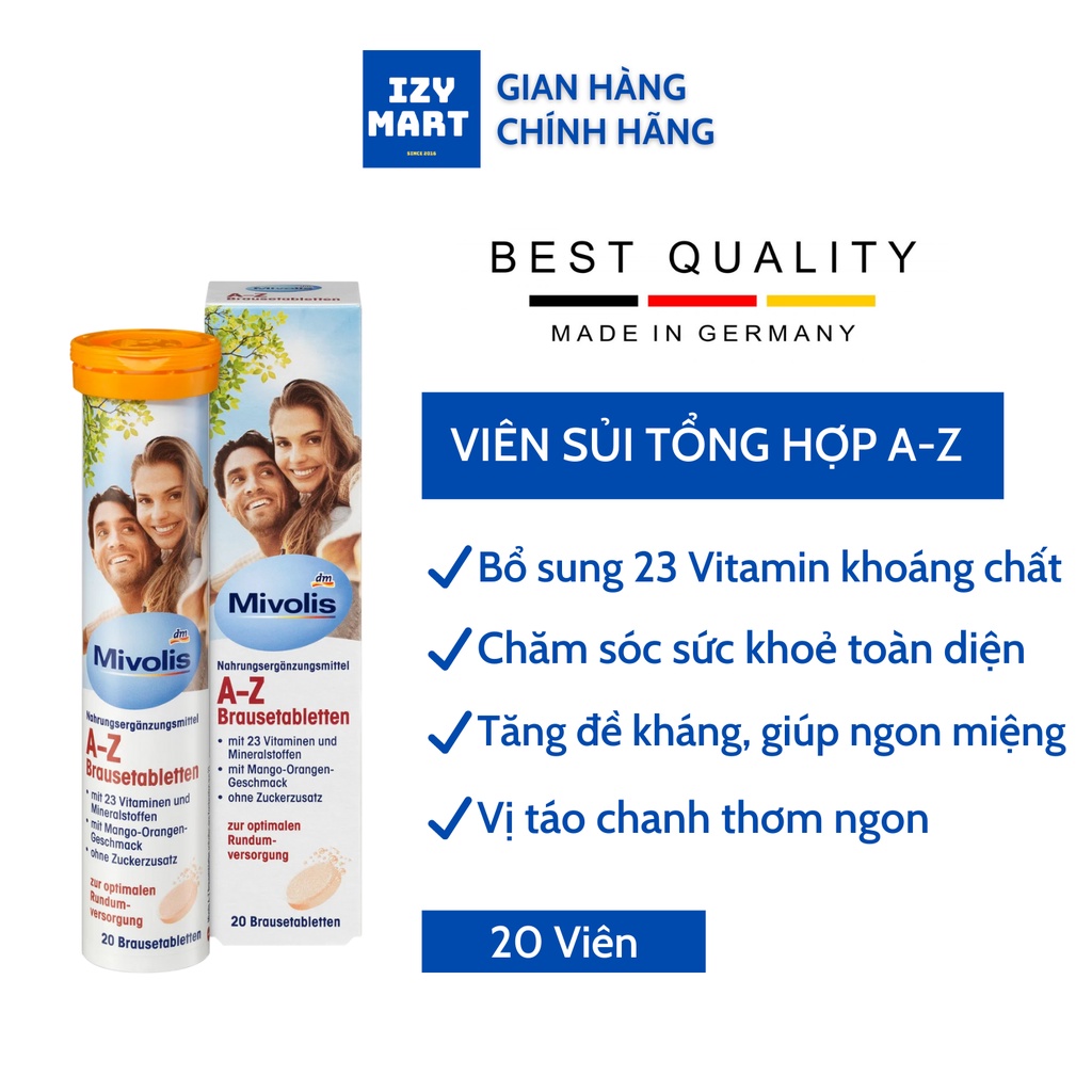 Viên sủi vitamin khoáng chất tổng hợp A-Z Mivolis