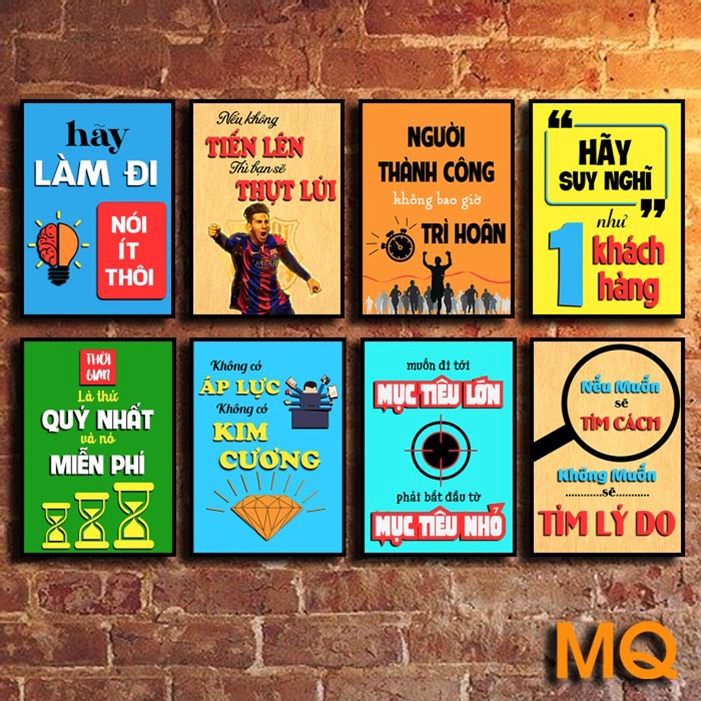 Tranh Slogan Tạo Động Lực Trang Trí Văn Phòng Nơi Làm Việc Tranh Hiện Đại Có Khung Viền Nổi 25-32