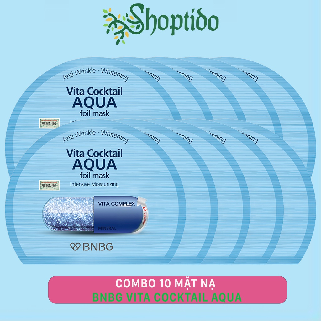 Mặt nạ BNBG cấp ẩm cho da combo 10 Vita Cocktail Aqua Foil Mask 30ml NPP Shoptido
